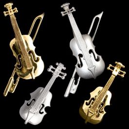 Cellos Florist Ornament Plastic 6.5" Gold Bass Set of 15 Miniature Violins 
